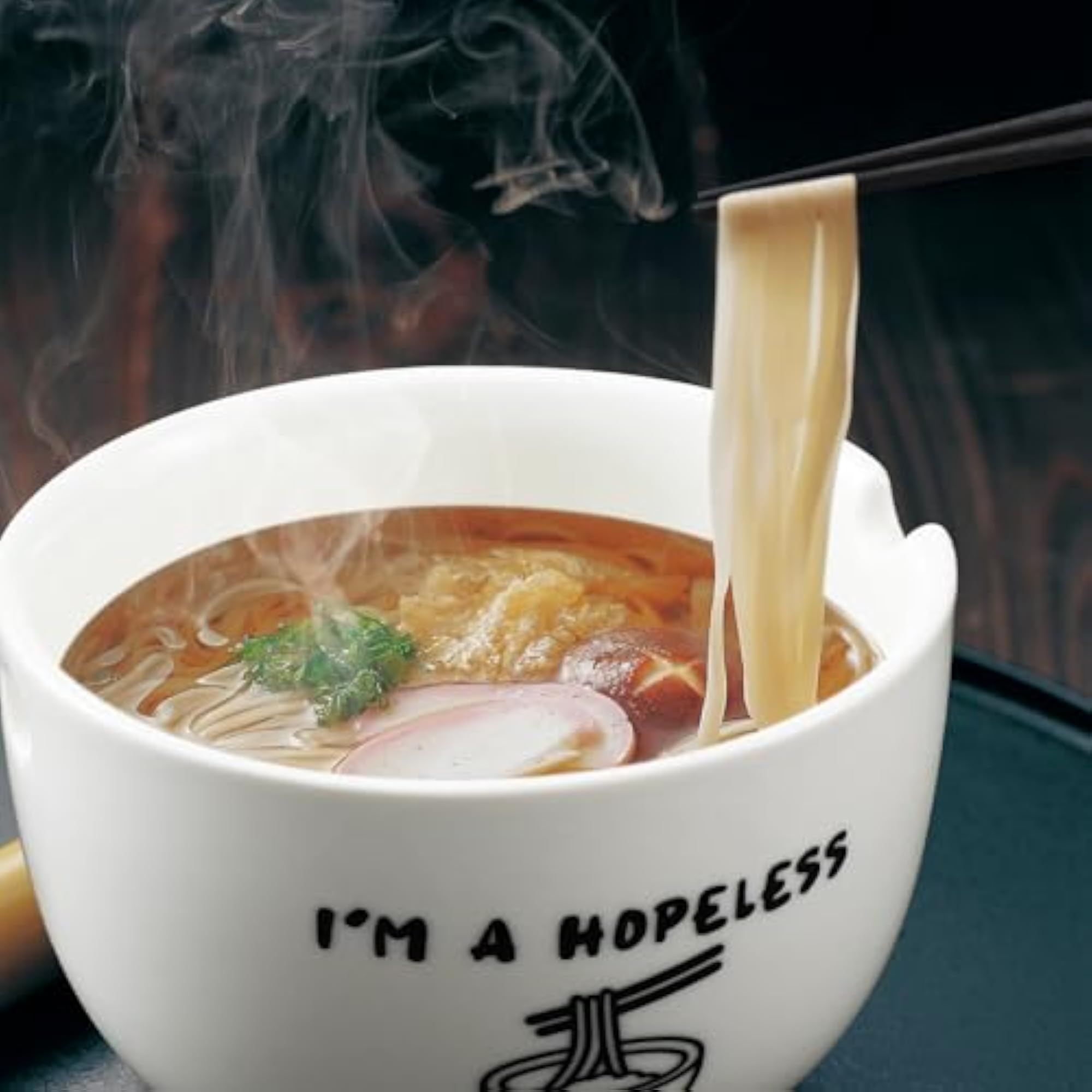 2 Pack Ceramic Ramen Bowls with Chopsticks, Stylish Design